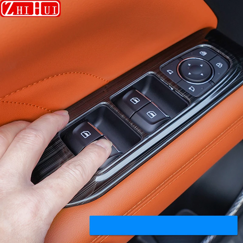 

For Haval H9 II 2024 2025 2nd Gen Car Stainlesss Steel Glass Lift Switch Panel Protection Sticker Door Armrest Patch Accessories