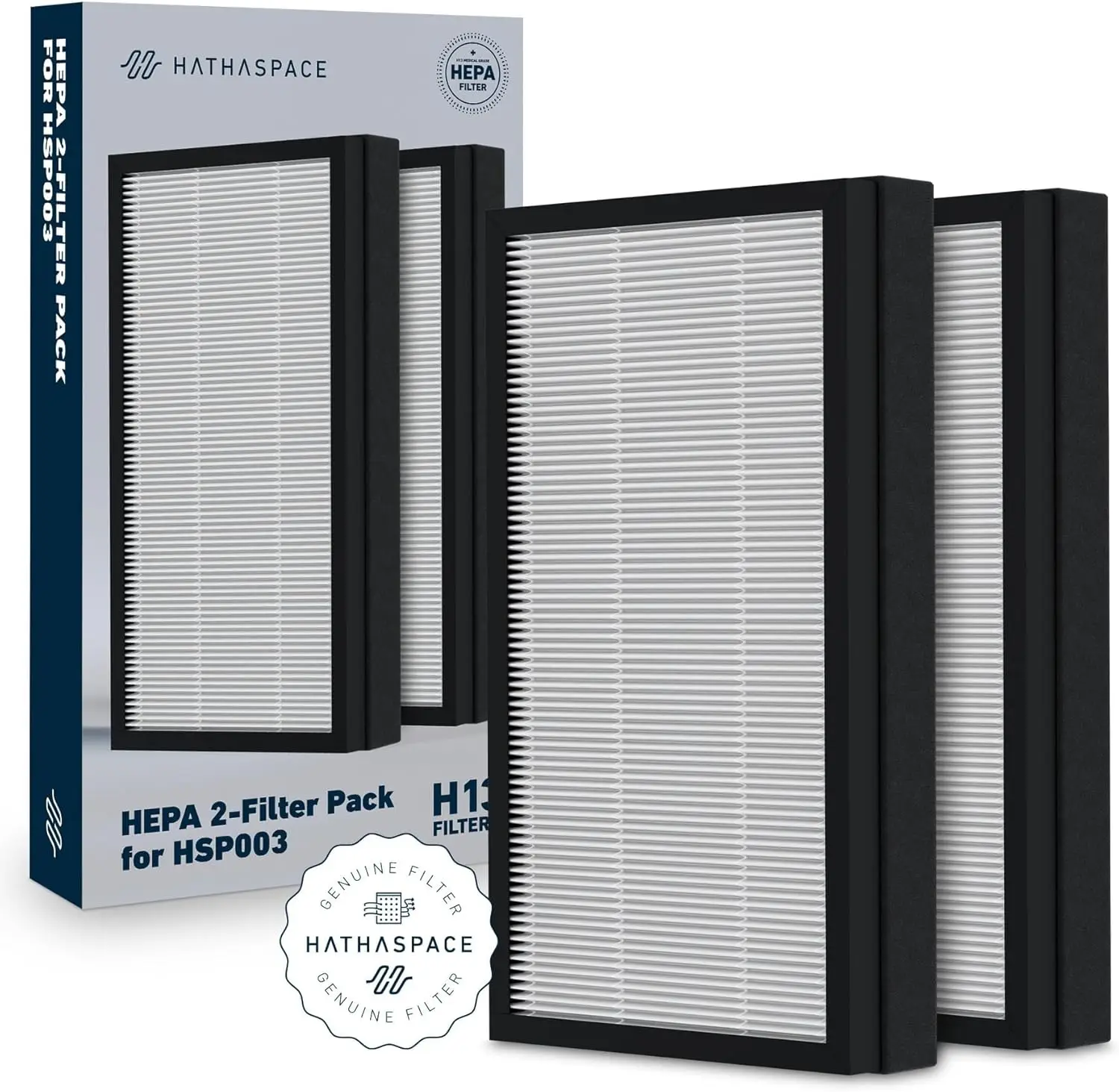 

HSP003 H13 True HEPA Filter Replacement, Dual-Stage Air Purifier Filter with Activated Carbon, Captures Dust, Smoke, Odors, VOCs