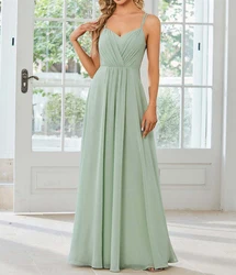 Vintage Chiffon A Line Prom Dress Sweetheart Spaghetti Straps Backless Elegant Evening Dress Floor-Length Party Dresses Vestido