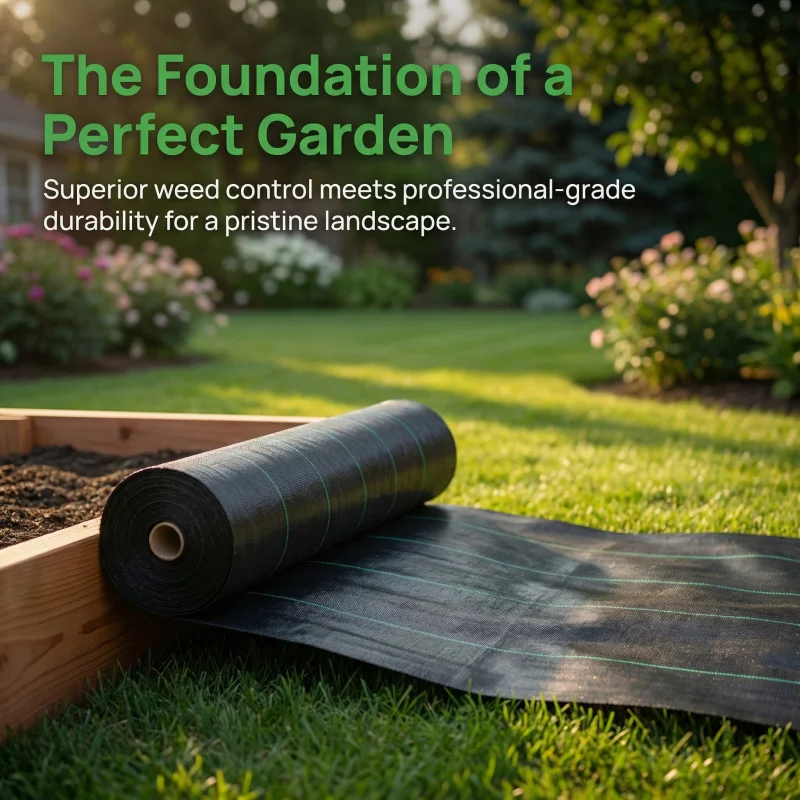 1Roll-Up Thick Durable Breathable Weed Control Fabric Moisture Retaining Garden Mat for Orchards Vegetable Fields