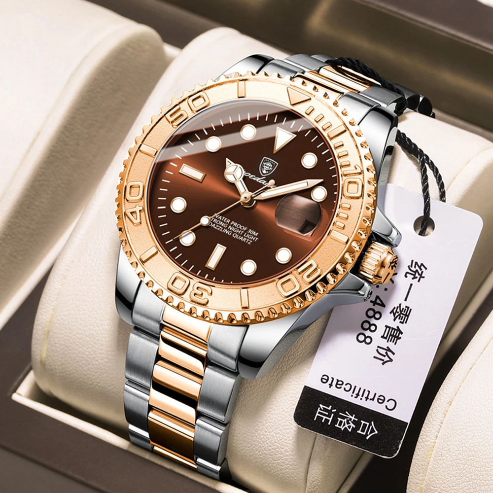 

New Fashion Quartz Wristwatches Automatic Watch Men Casual Business Mens Watches For Man Luxury.Gold Clock Tudo por 1 Real Reloj