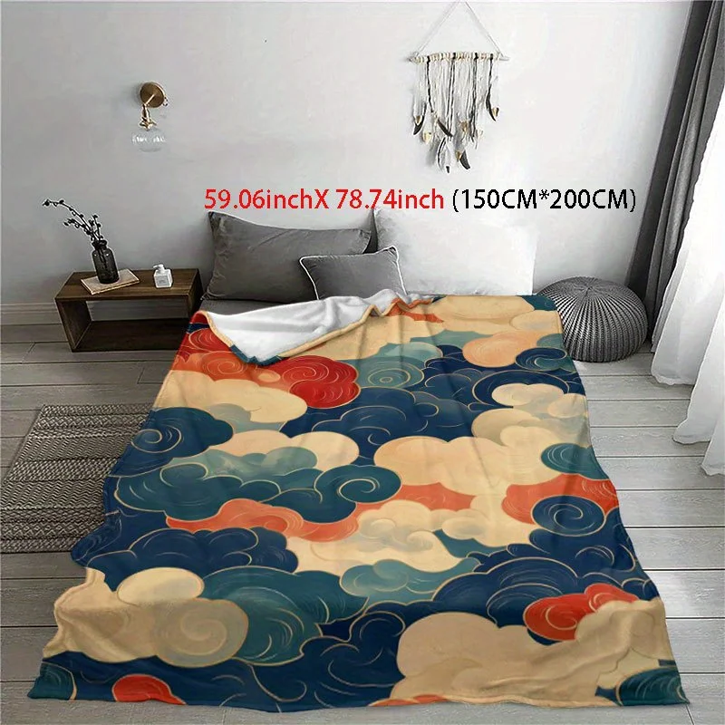 بطانية Cloudscape اليابانية ذات الوجهين من الفلانيل لهدية Zen Comfort AllSeason Comfort Serene Escape
