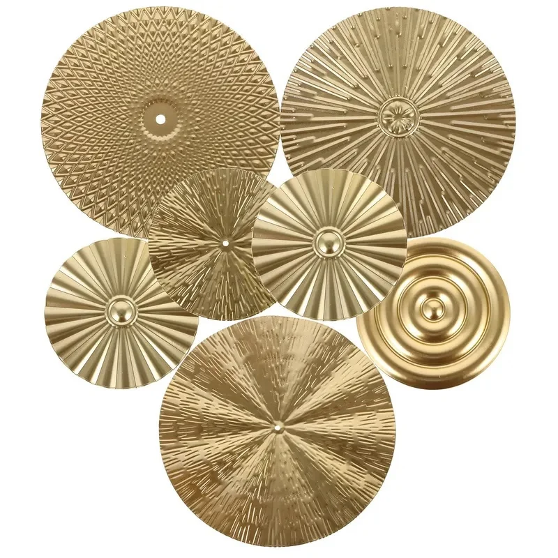 Modern Golden Metal Circle Wall Decor Set - Stylish round Art for Living Room Bedroom Office - Party Home Decoration