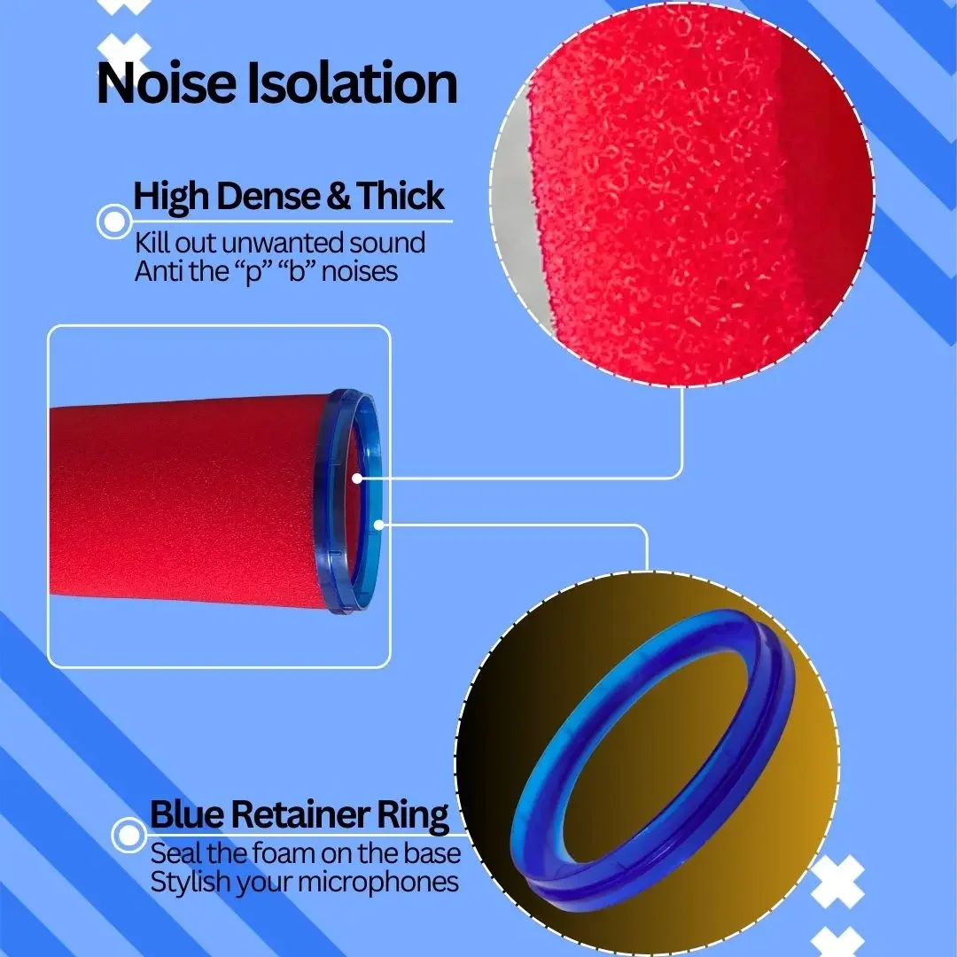 Red Soundproof Foam Mic Cover with Fixing Rings Multiple Colors Compatible with Shure SM7B MV7 SM7dB Podcast Windshields