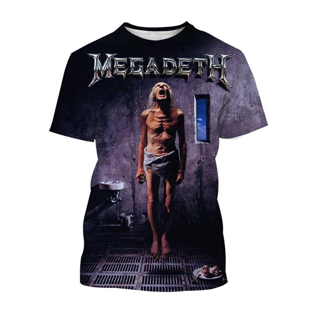 

2026 Megadeth 3D Printed T-Shirts Fashion Rock Band Men's Casual T-shirt Summer Men Women Punk Funny Hip Pop Short Sleeve Kids