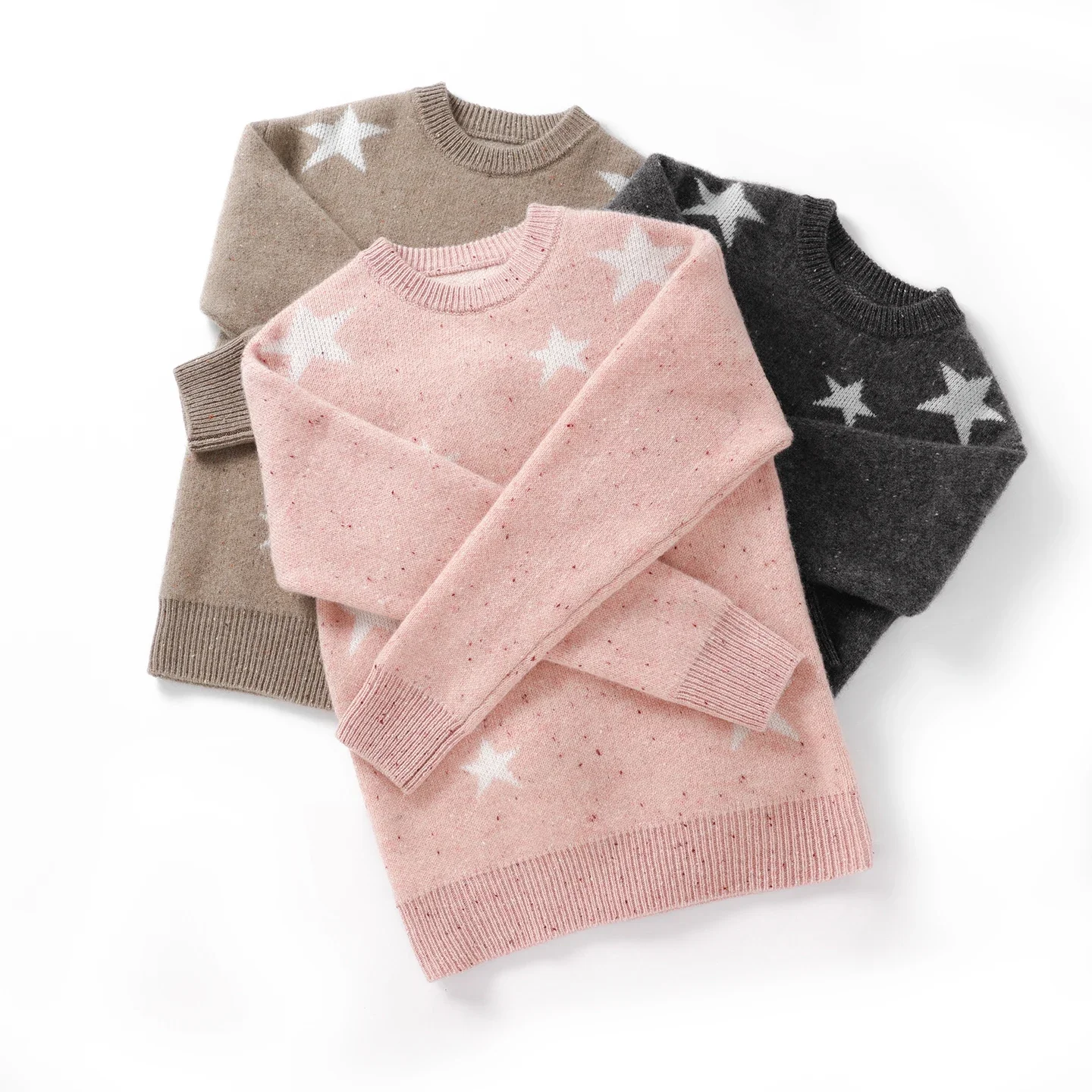 

Kids 100% Goat Cashmere Sweater Mock Neck Pullover Star Pattern Autumn Winter Children Thick Warm Clothes Boy Girl Knitwear Top