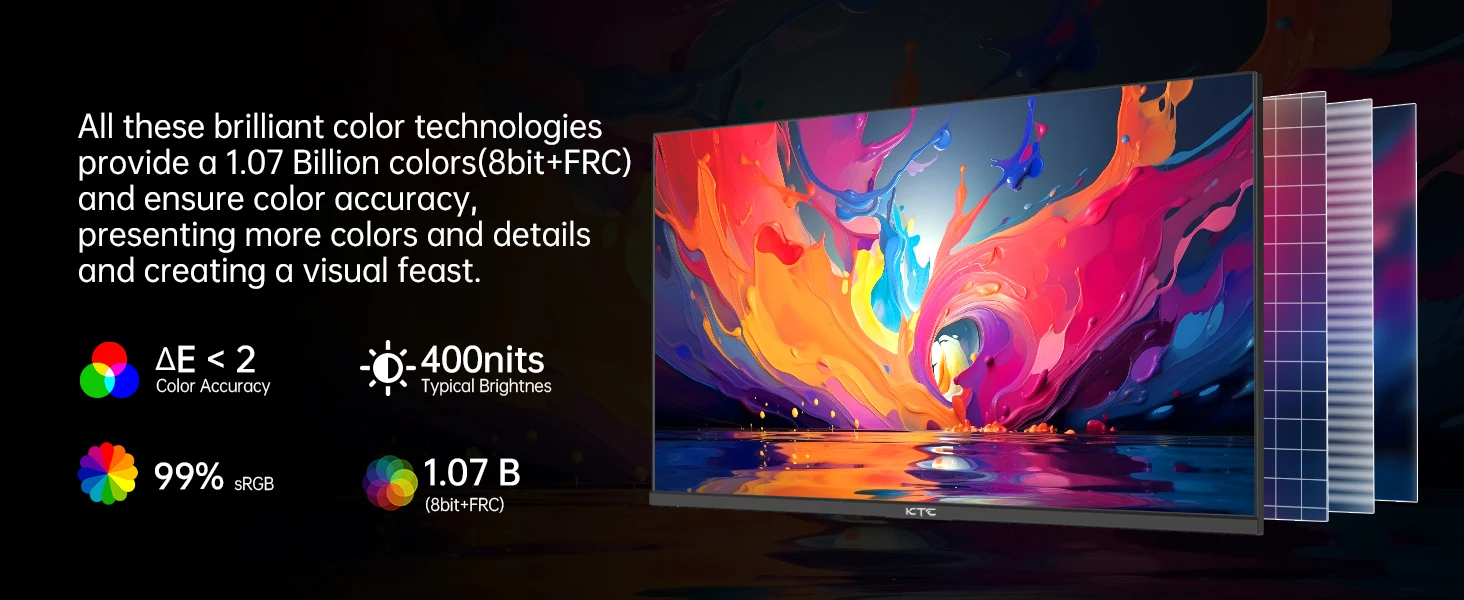 KTC 24-Zoll-Gaming-Monitor 180 Hz – 2K 1440P Computermonitore, schneller IPS-Monitor mit HDR 400, adaptiver Synchronisierung, bis zu 185 Hz H24T7 – Detail 2