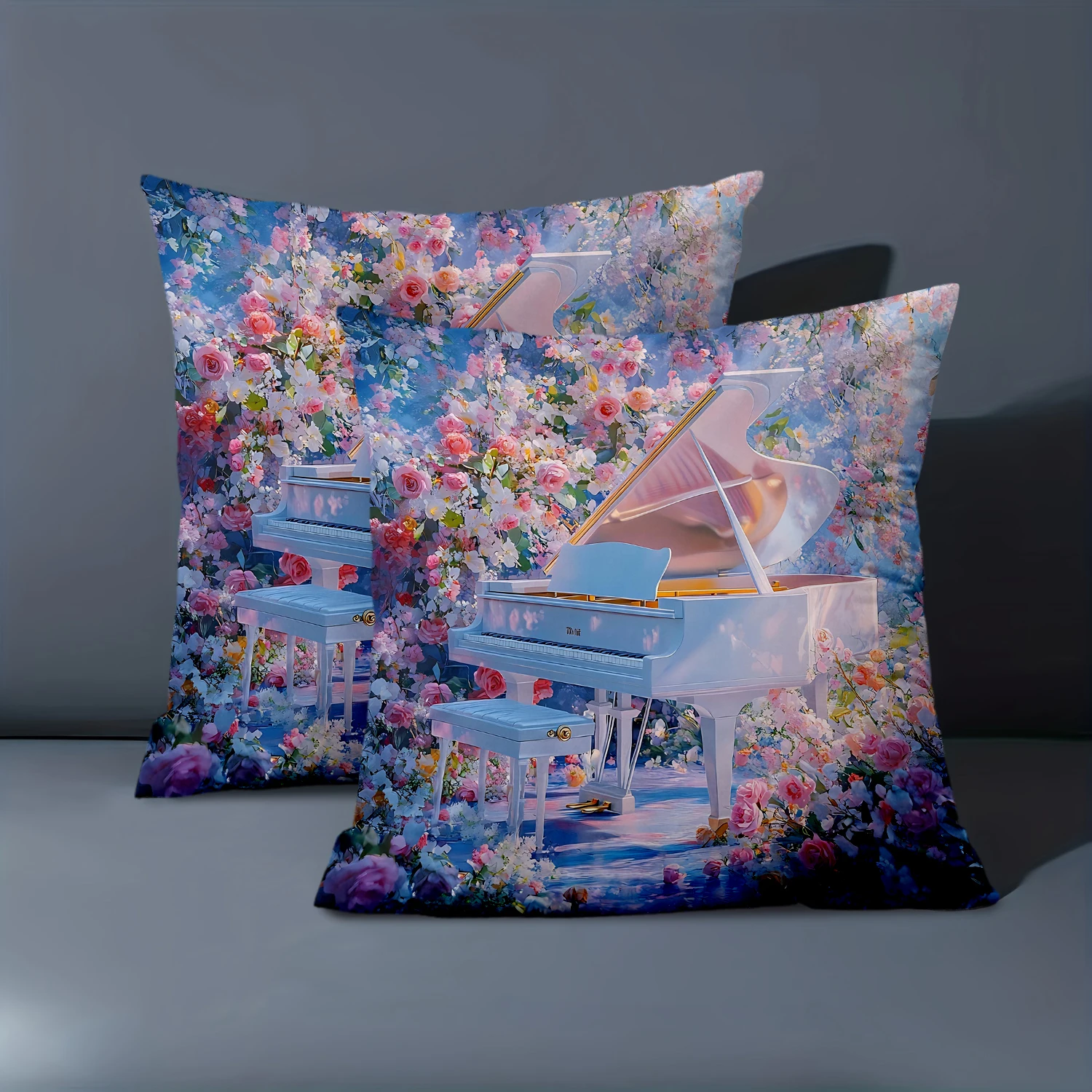 1 Pieces Floral Piano Dream Throw Pillow Cover Polyester sofa decorative cushion cov Headboard Pillow (Without Pillow Core）