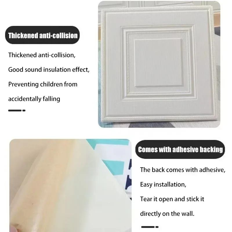 Pegatinas de pared impermeables 3D, papel tapiz autoadhesivo de 35cm x 35cm, papel de pared para decoración del hogar, papel de hoja a prueba de humedad