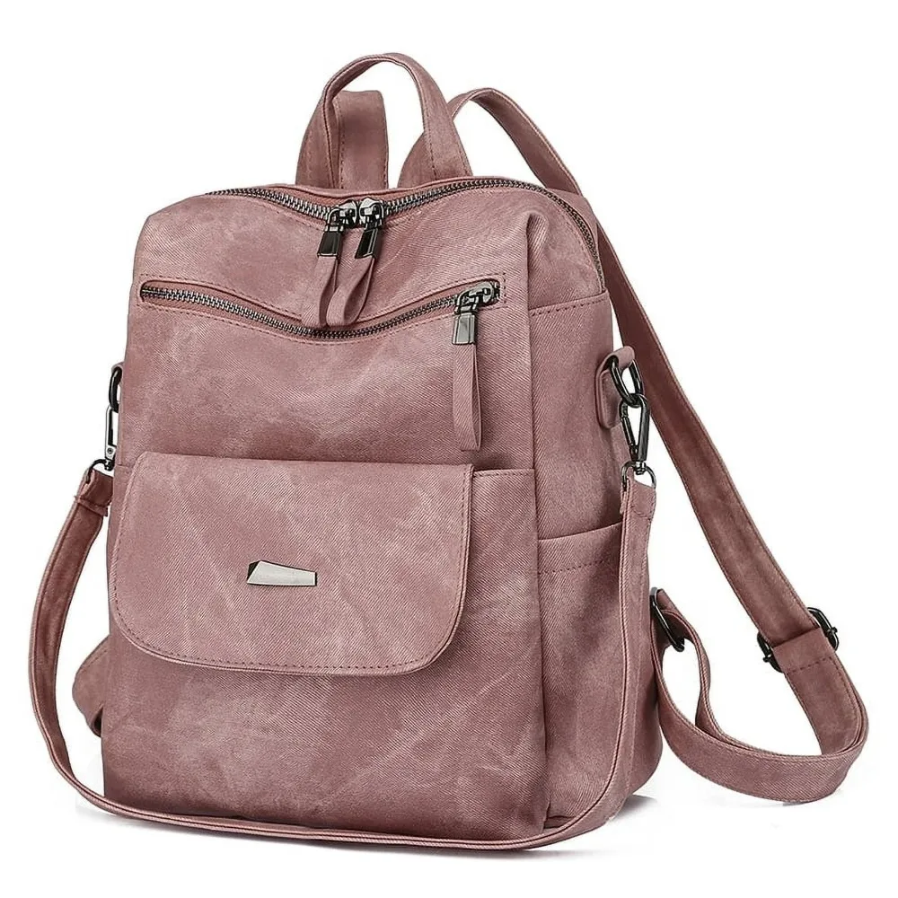 Women Backpack Purse PU Leather Fashion Design Backpack Fashion Shoulder Handbag,Pink