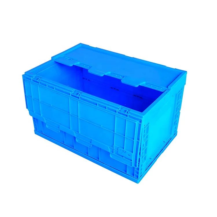 Foldable Collapsible Moving Folding Crate Plastic Storage Box With Lid Industrial Stackable Collapsible Folding For Transport