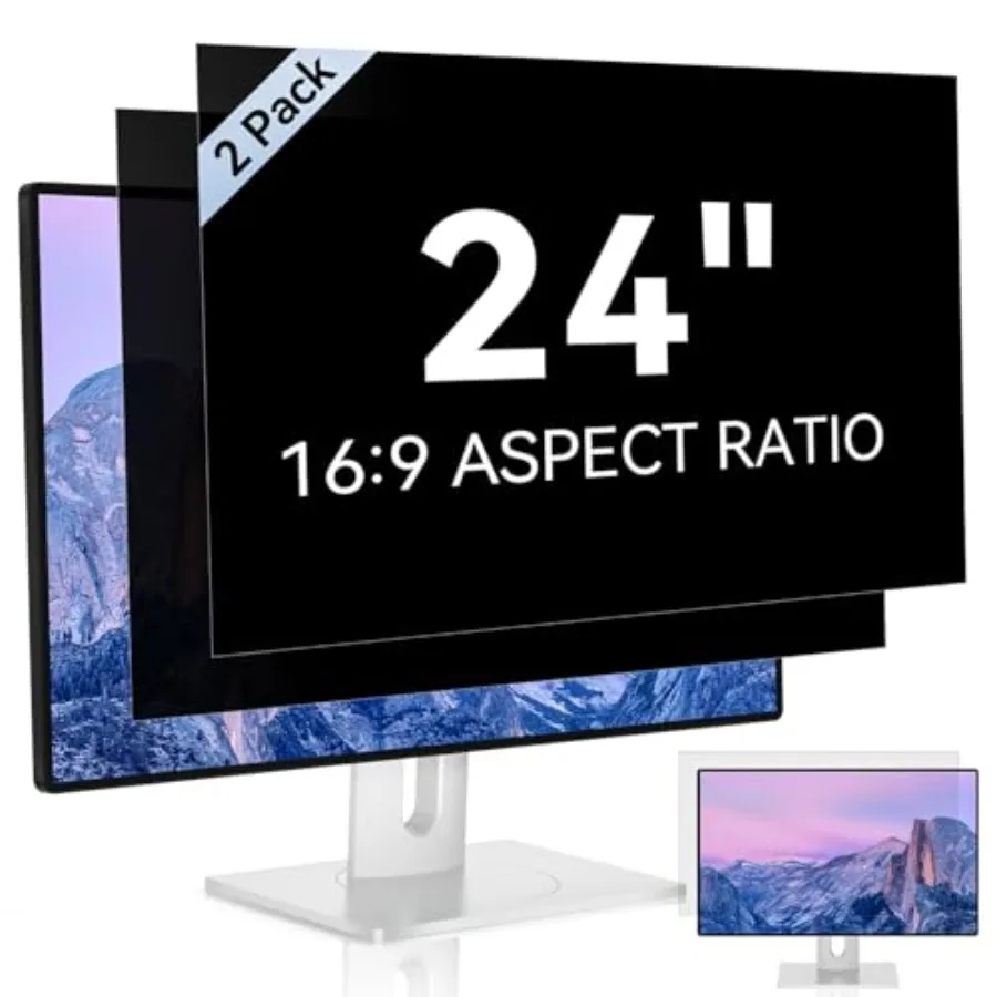 

[2 Pack] 24 Inch Computer Privacy Screen for 16:9 Aspect Ratio Widescreen Monitor Eye Protection Anti Glare Blue Light Computer