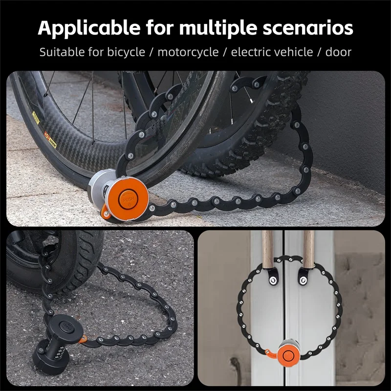 WEST BIKING Bicycle Folding Lock Password High Security Electric Bike Scooter Lock Anti-Theft Foldable Key Lock Bike Accessories