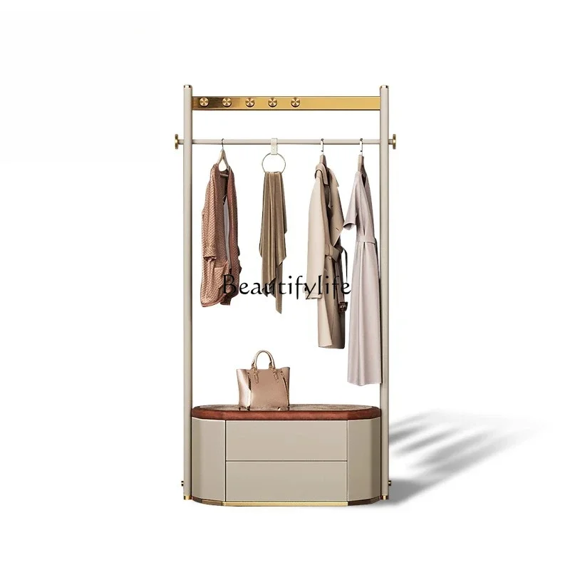

ls 18Light Luxury Minimalist Coat Rack Walnut Wood Stainless Steel Floor-standing Italian-style Clothes Rack