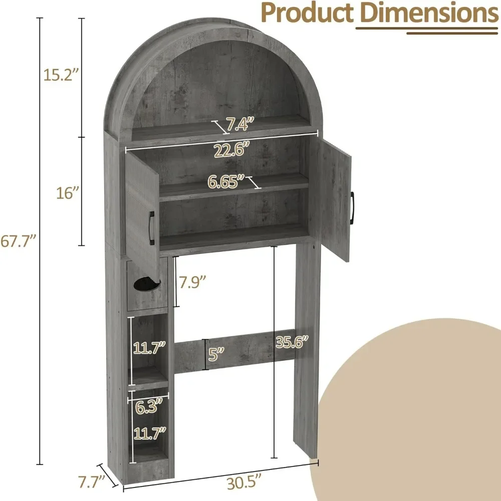 Venda bem sobre o armário de armazenamento do vaso sanitário, organizador de prateleira de banheiro independente, armário de arco de banheiro sobre vaso sanitário com vaso sanitário