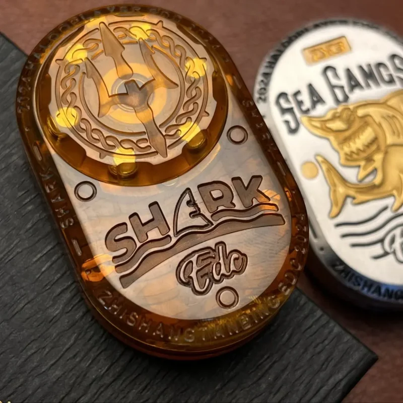 Sea Shark EDC Push Card Mechanical Slider Fidget Spinner Ratchet