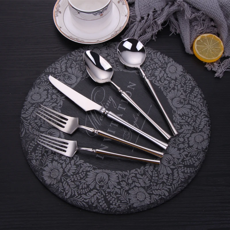 6/16/20/24/30Pcs Stainless Steel 304 Tableware Sliverware Western Knife Fork Spoon Set Mirror Cutlery Set Dishwasher Safety