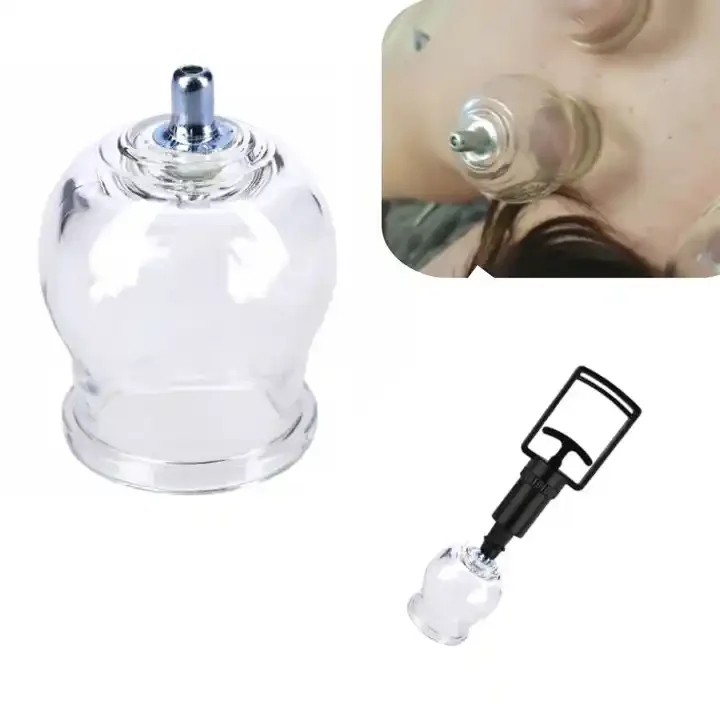 New Type Fire-free RIBON MED GLASS CUPPING hijama with pump Glass Cupping Set 12 cups