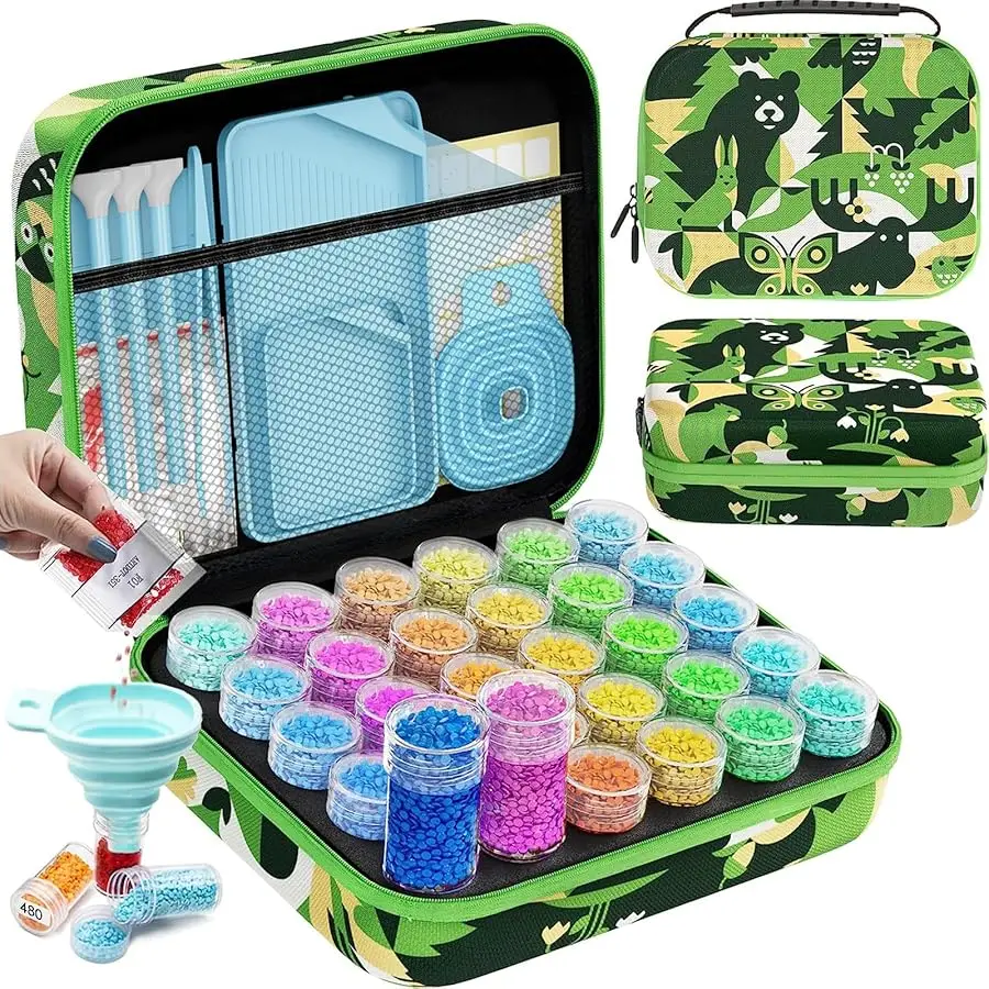 

30 Slots Storage Container for Diamond Art Kits for Adults,Portable Diamond Painting Storage Box with Accessories and Tools