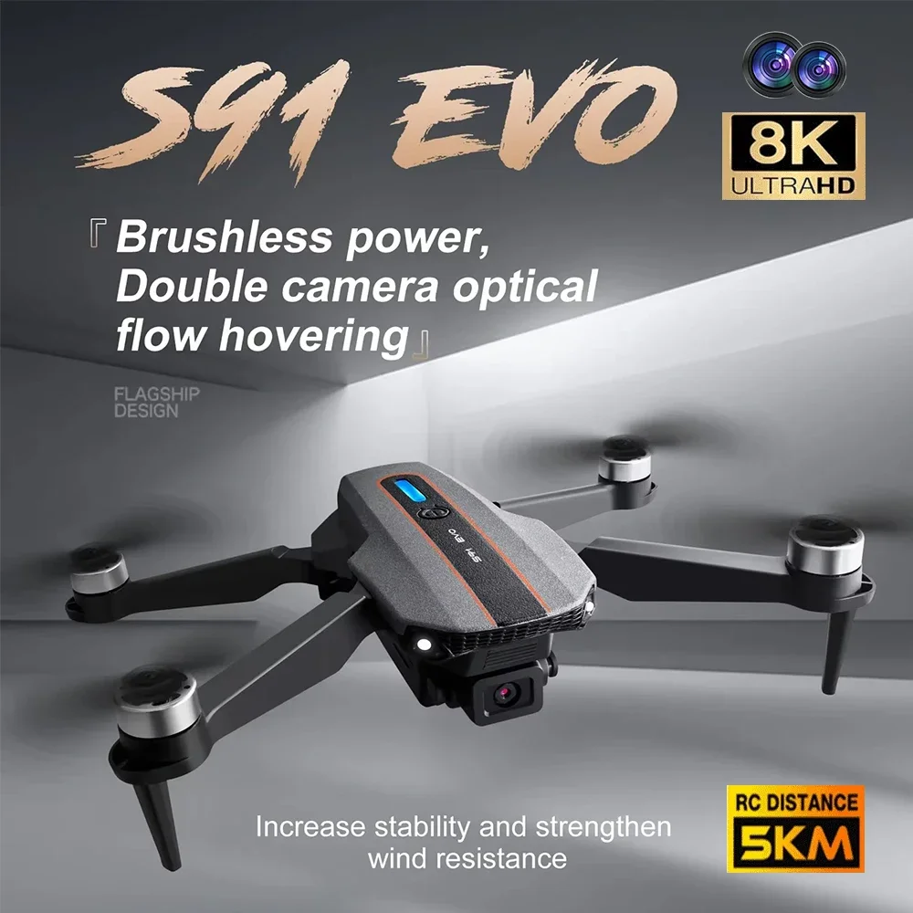 S91 الطائرة بدون طيار مهنة 8K كاميرا مزدوجة تجنب العوائق أجهزة الاستقبال عن بعد درون FPV 5G واي فاي طويلة المدى التحكم عن بعد هليكوبتر اللعب
