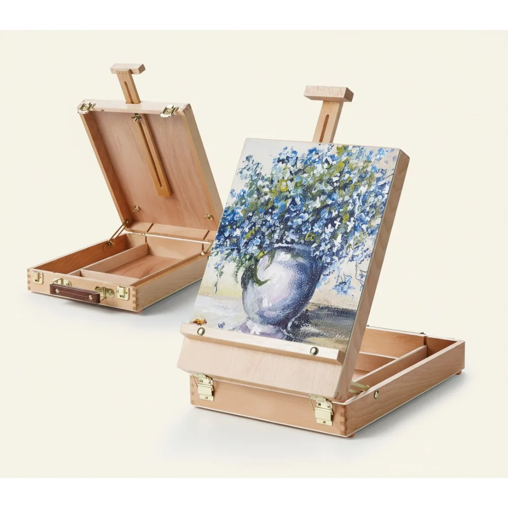 

Регулируемый деревянный настольный мольберт для рисования с коробкой для хранения, портативный ящик для эскизов художника для рисования и демонстрации