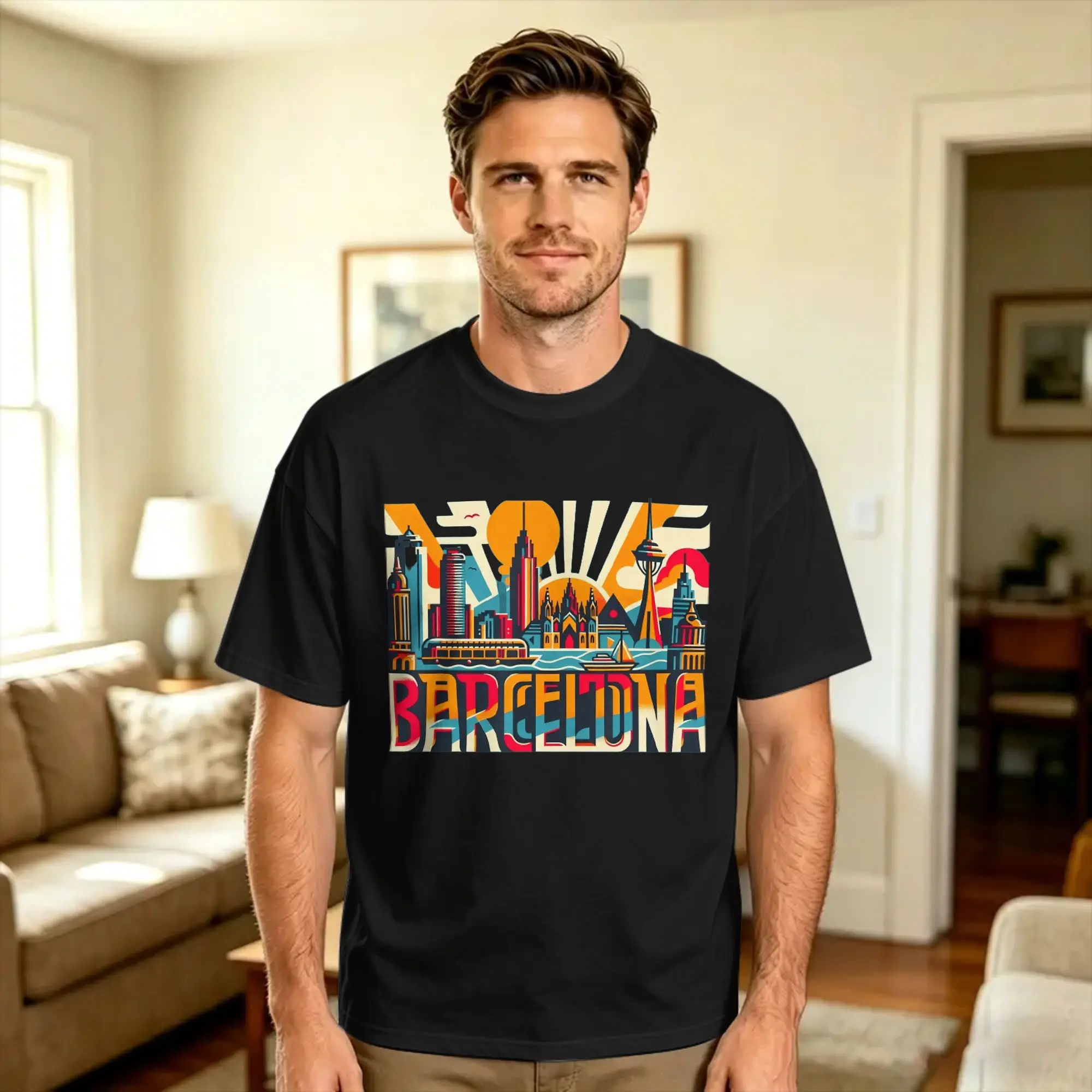 Barcelona Espana Barcelona Spain  T Shirt Men's  Y2K Basic T Shirts Summer Comfortable Harajuku Tee Shirt Wholesale Clothes