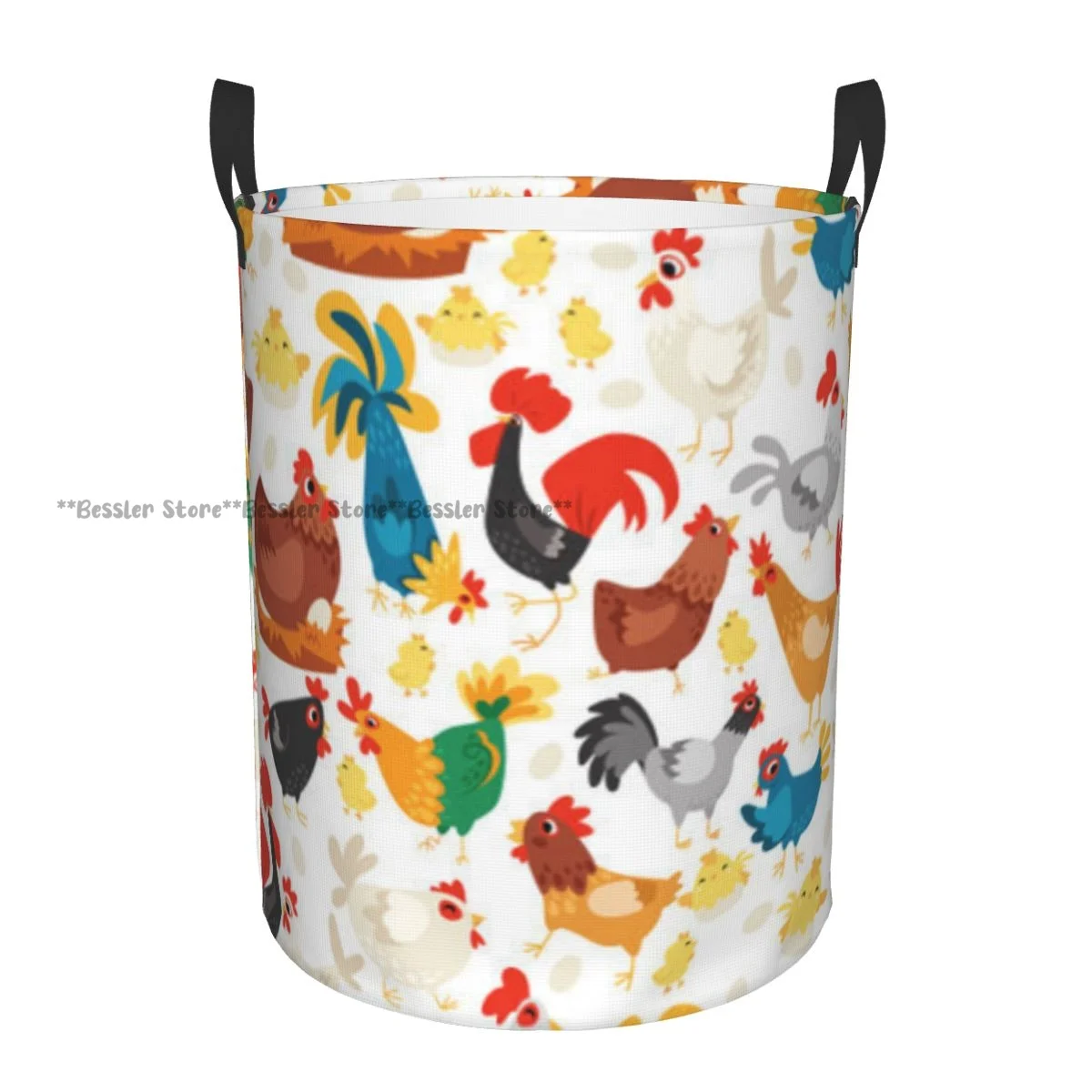 

Dirty Laundry Basket Cartoon Chickens Pattern Folding Clothing Storage Bucket