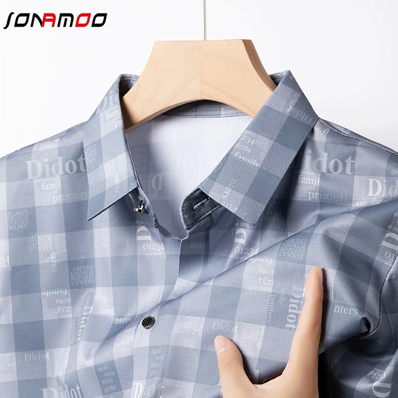 2024 Summer New Men's Business Casual Printed Short Sleeved Shirt Fashion Comfortable Wrinkle Resistant Top