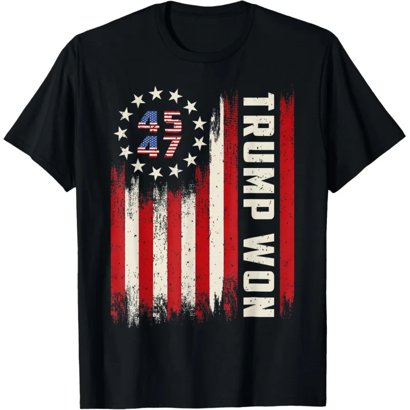 

Trump Won 2024 45 47Th President Usa Flag T-Shirt Loose men's and women's clothing