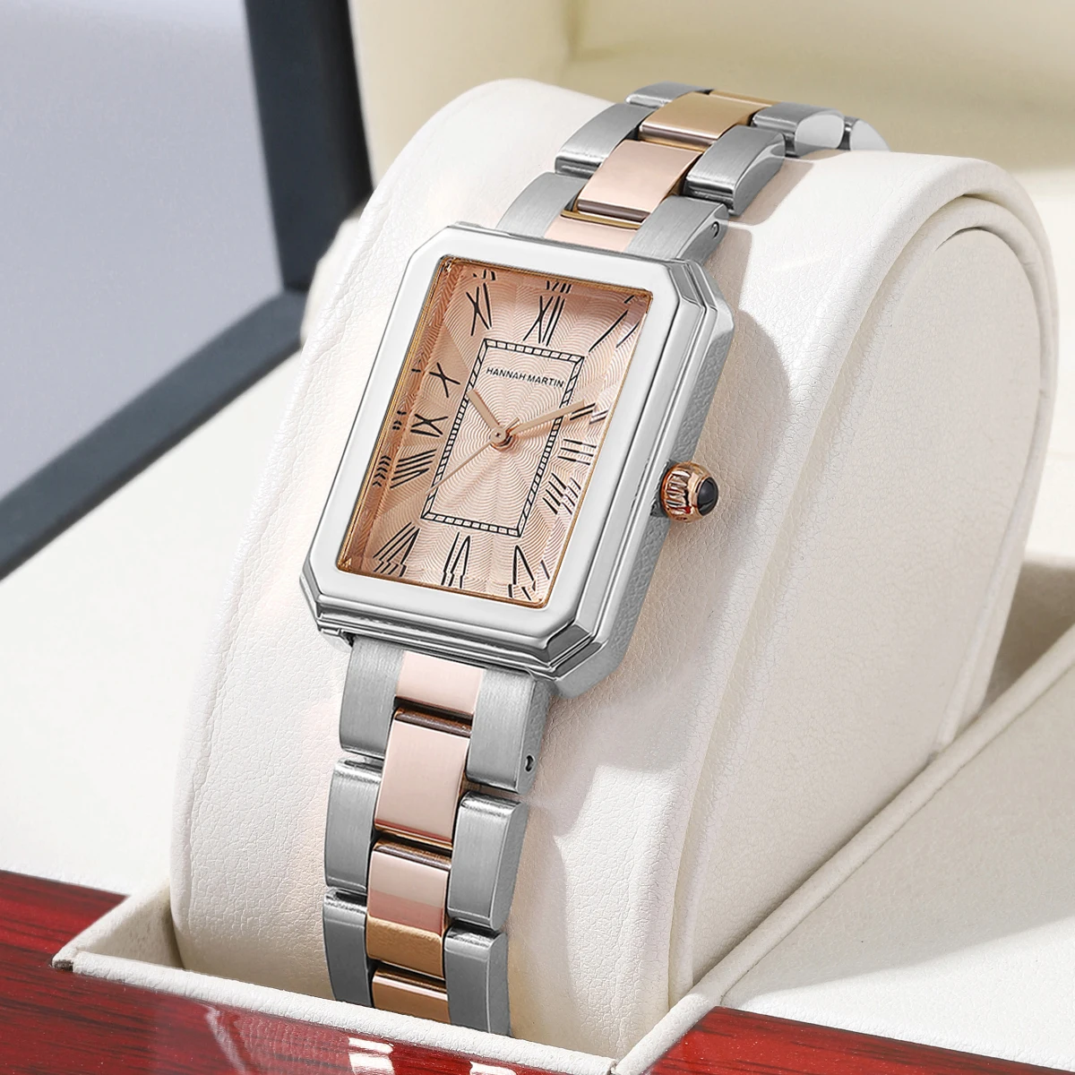 1 قطعة ساعة نسائية موضة ساحة الرومانية الهاتفي الفولاذ المقاوم للصدأ حزام ساعة اليد الحركة اليابانية هانا مارتن 3Bar ساعات كوارتز reloj
