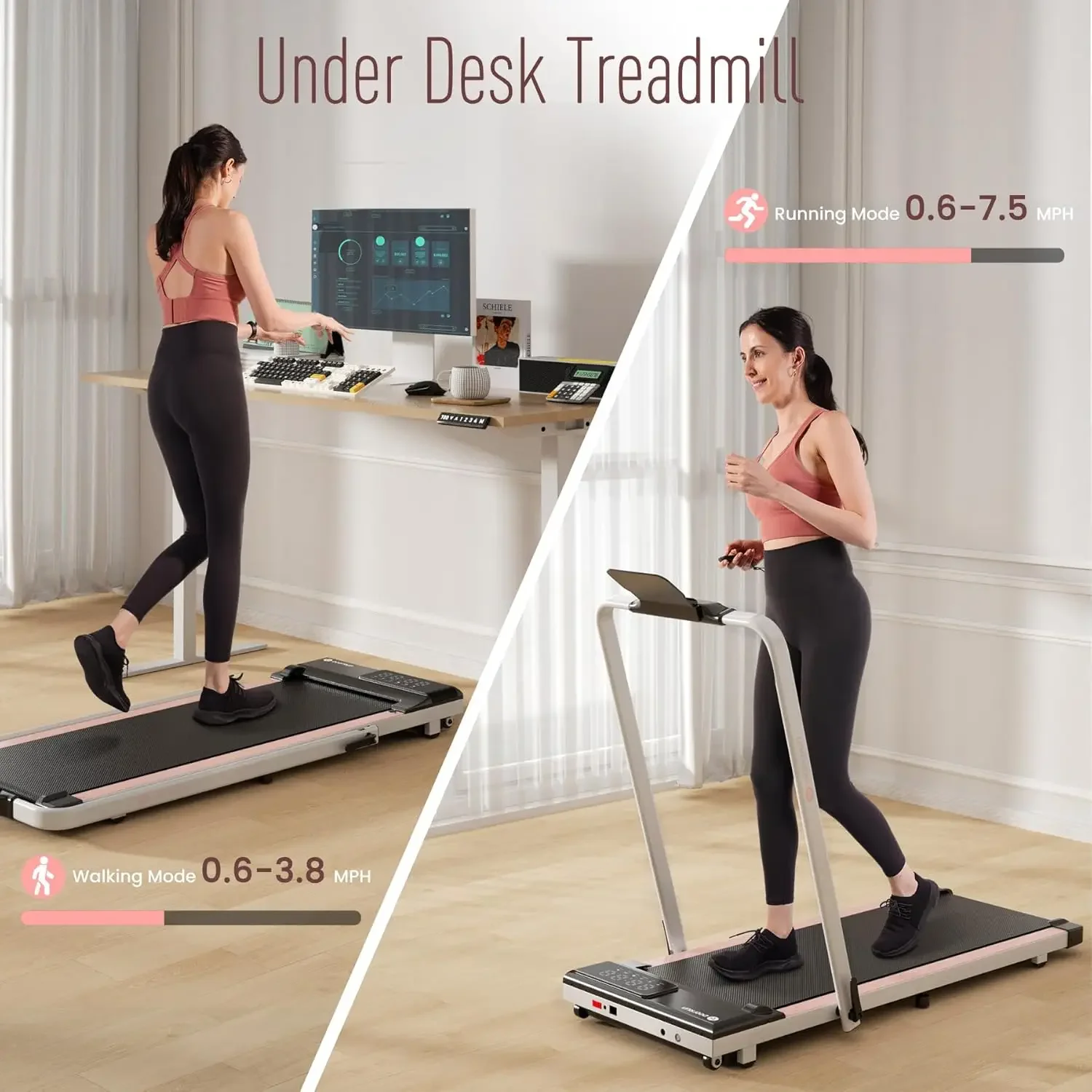 

3 in 1 Folding Treadmills for Home, 3.0HP Powerful and Quiet Under Desk Treadmill, 300 lbs Capacity Foldable Walking Pad