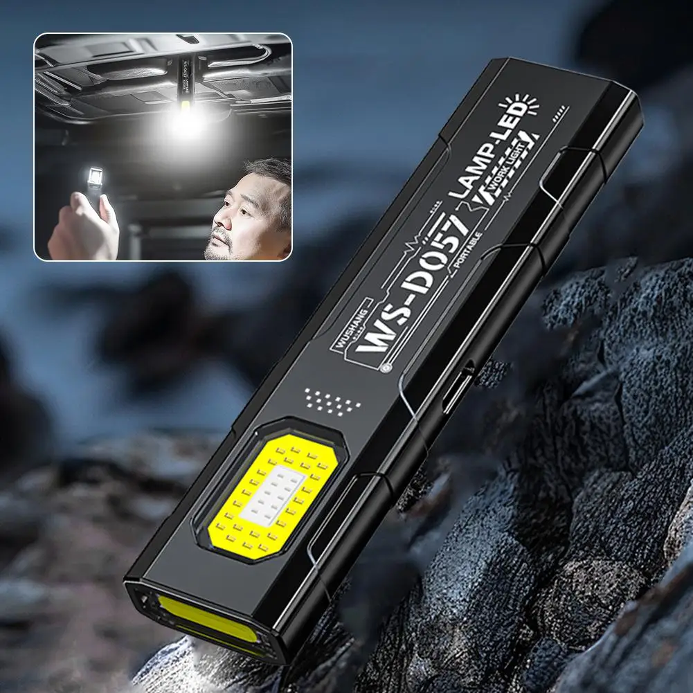 مصباح يدوي صغير بسلسلة مفاتيح LED USB-C قابل لإعادة الشحن 800Lm مصباح شعلة محمول للجيب ضوء عمل بدون استخدام اليدين مع مغناطيس
