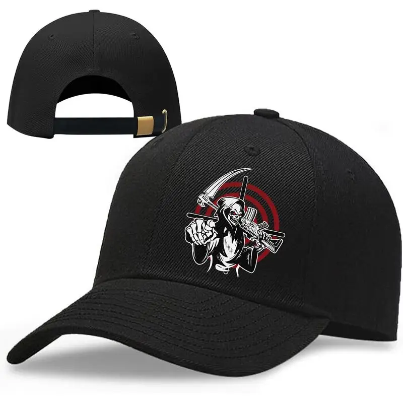 Death Scythe Skull Hats Baseball Cap for Men Plain Black Snapback Hats for Women Death Devil Trucker Dad Baseball Cap