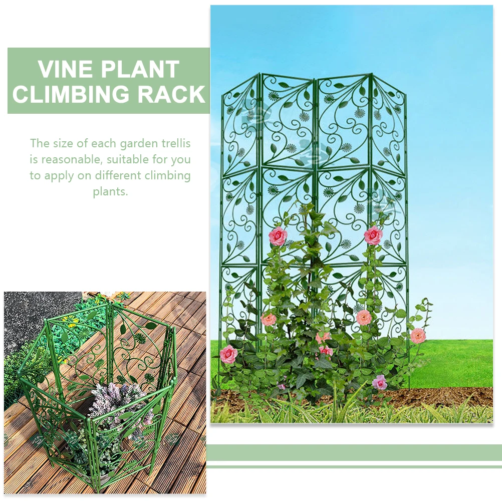 

Climbing Plant Trellis 7 Rods 6 Panels 114cm x 45cm Garden Decor Screen Green Plastic Pebble Strips