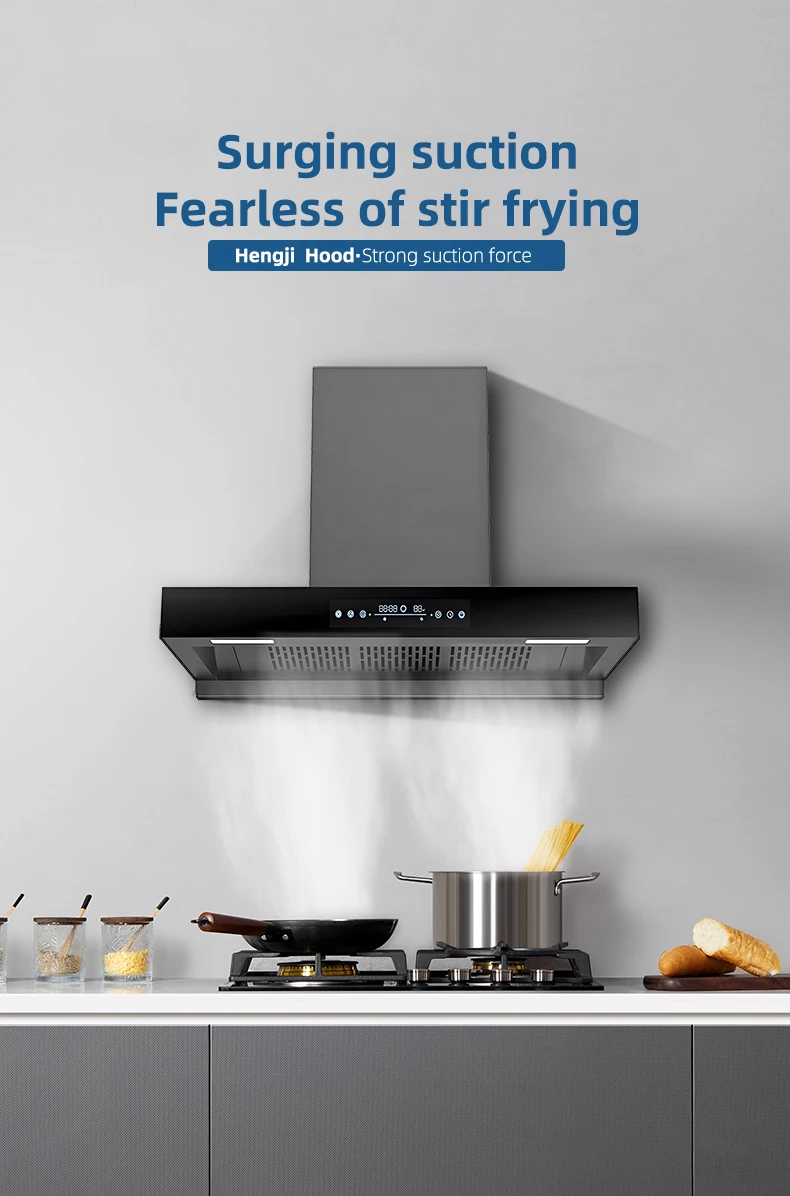 Hot Sale T-Shape Range Hood with Slim Touch Control Auto Clean for Kitchen for Hotel Home Use