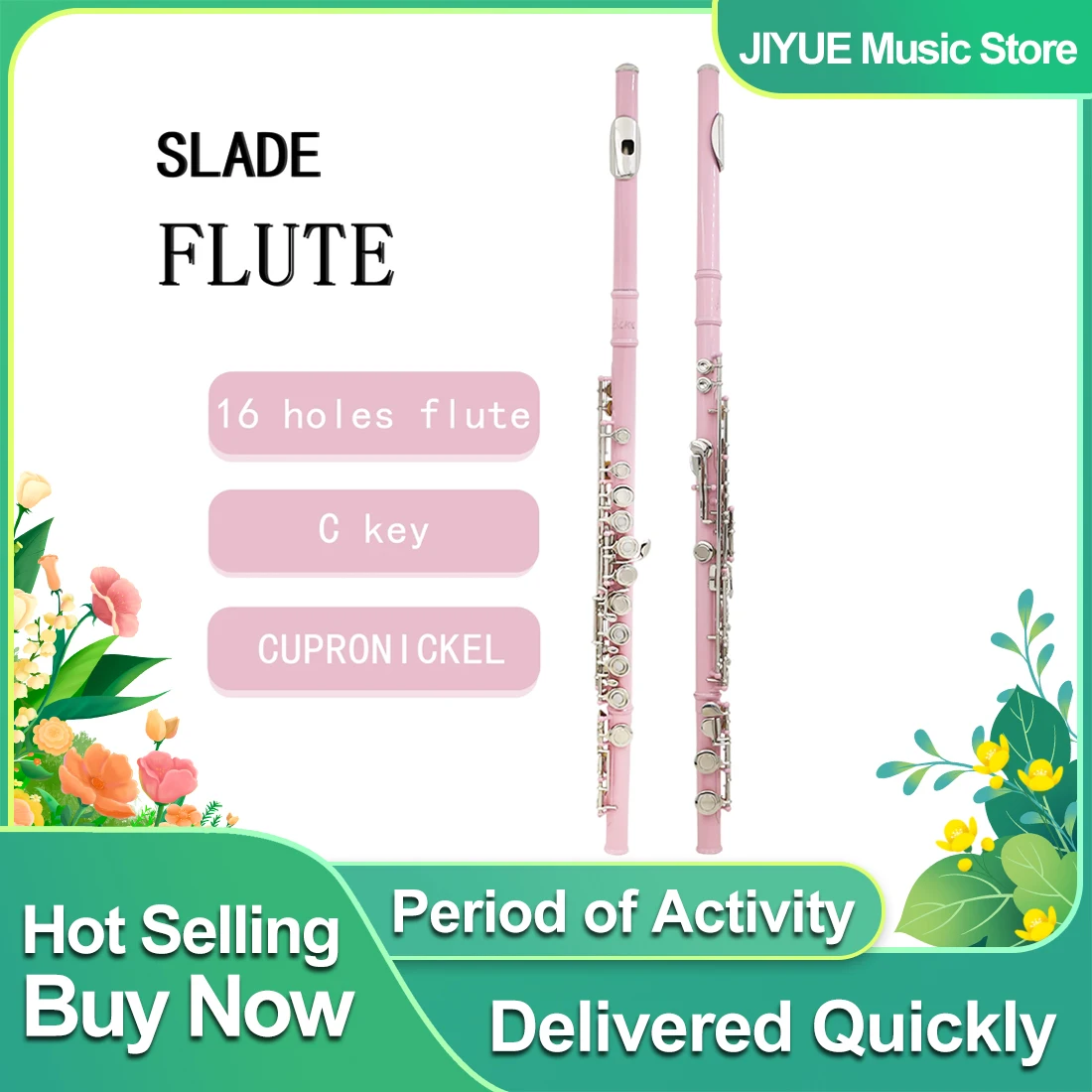 SLADE 16 Holes Flute C Key Closed PInk Flute Cupronickel Professional Woodwind Musical Instrument Beginners Flute With Box