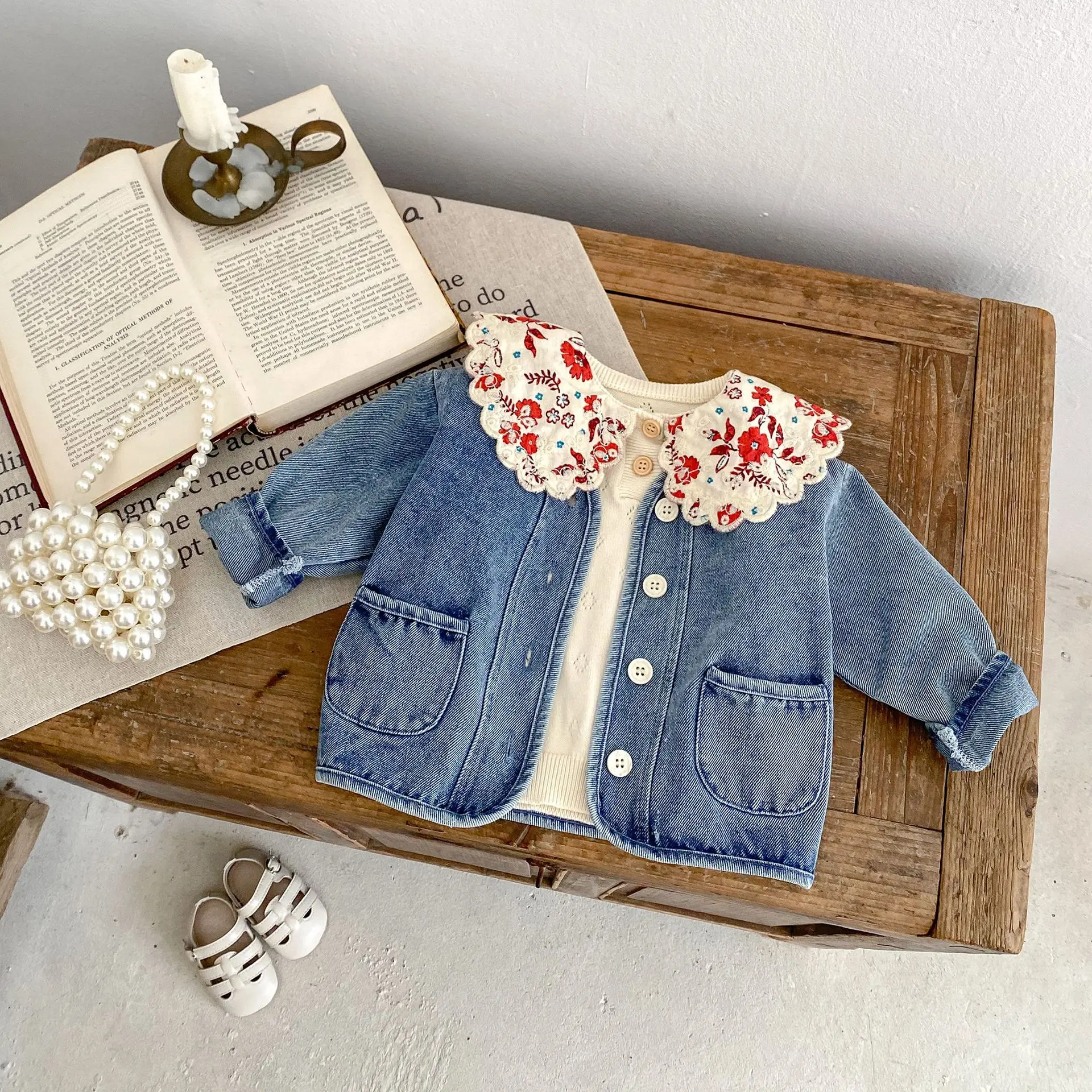 2024 Autumn New Infant Girl Long Sleeve Denim Cardigan Solid Boys Casual Coat Toddler Baby Pocket Jacket Fashion Baby Clothes image 4