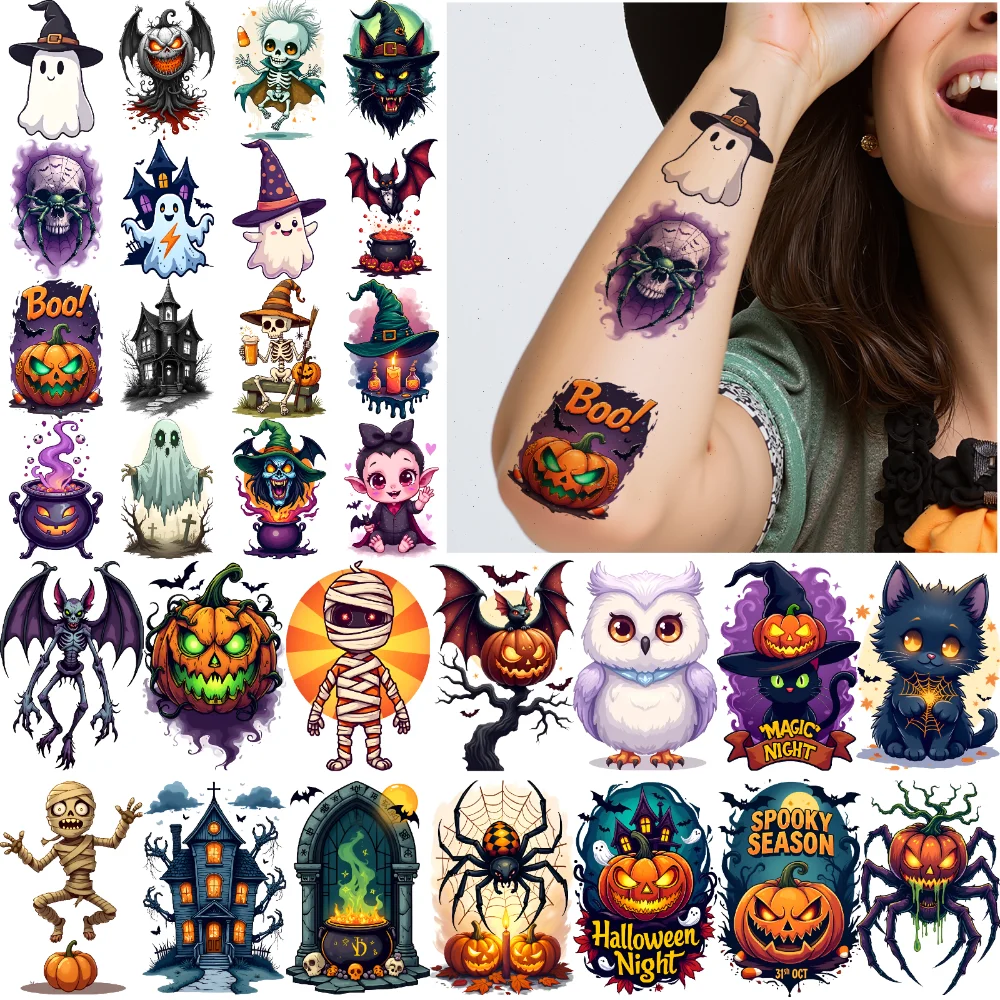 54pcs Temporary Tattoo Decorative Stickers Temporary Tattoo Stickers Halloween Stickers Cartoon For Arms Women Cheeks
