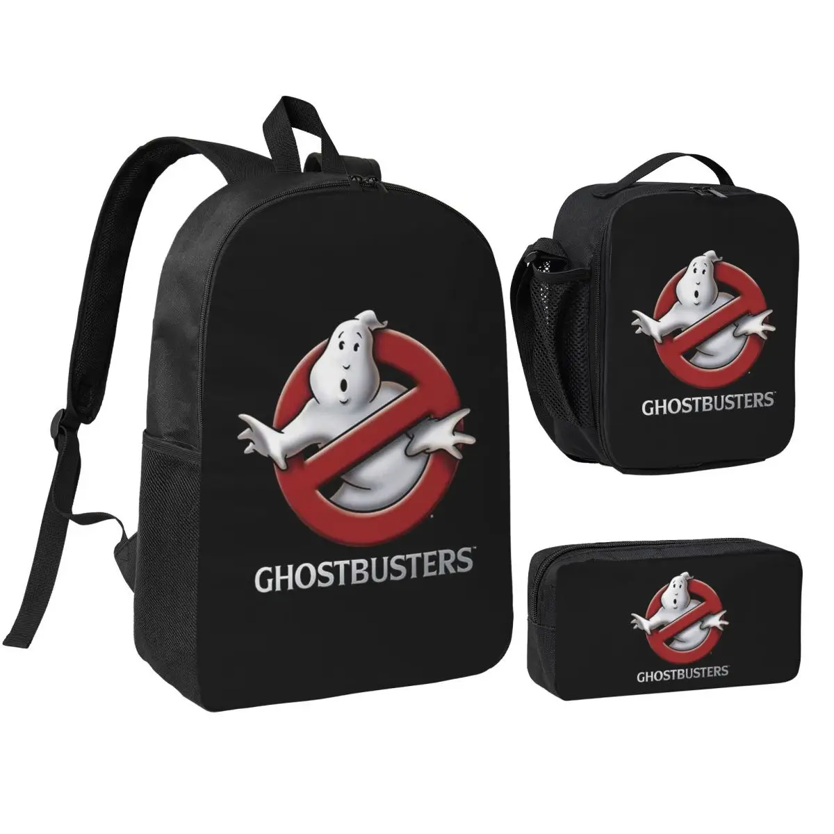 

The GhostBusters Logo Pattern Backpack Student BookBag School Bag Computer Shoulder Bags 3ps Insulated Lunch Bag Pencil Case