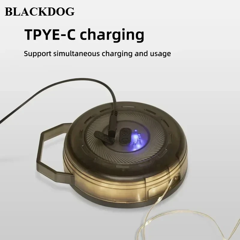 BLACKDOG المحمولة في الهواء الطلق سعة البطارية كرنك الغلاف الجوي ضوء خيمة مع اليد LED تخزين الإضاءة خفيفة الوزن