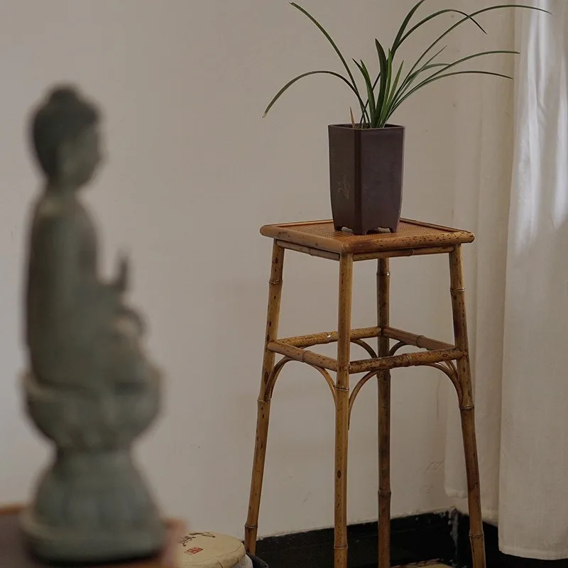 Flower table for listening to the zither, new Chinese living room orchid and bamboo flower rack, calamus flower pot storage 3