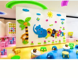 Cartoon Animals 3D Three-Dimensional Acrylic Custom Wall Stickers Kindergarten Children's Room View Wall Decoration Stickers