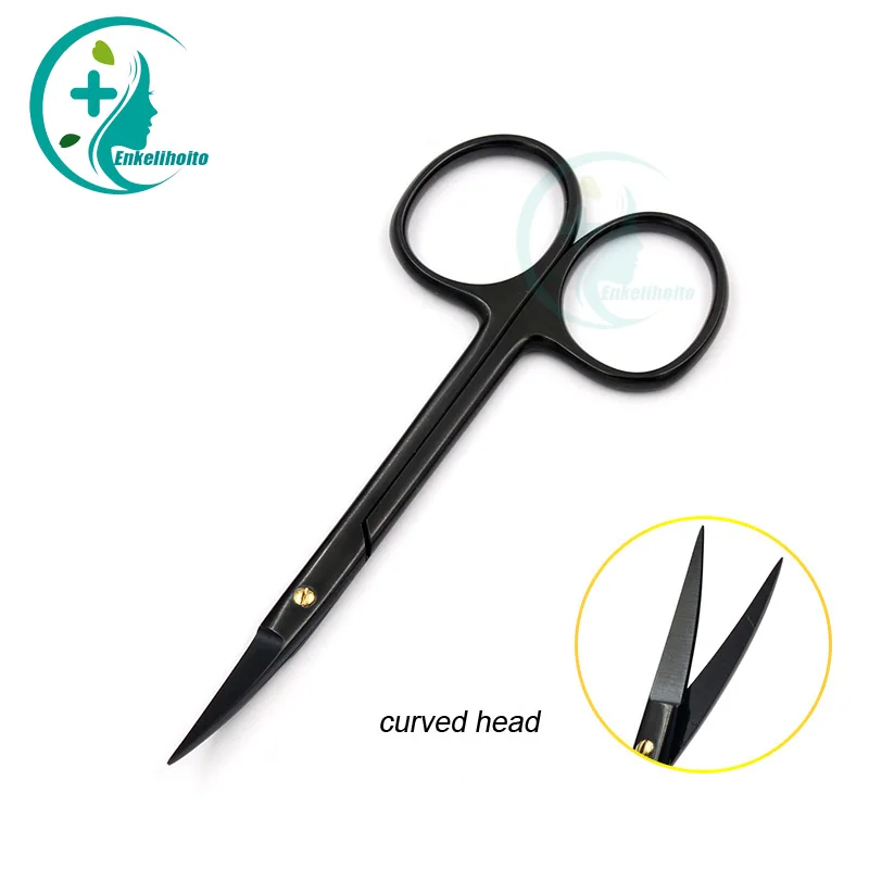 12.5cm Porcelain black handle eyelid scissors cosmetic surgery tools stainless steel express scissors