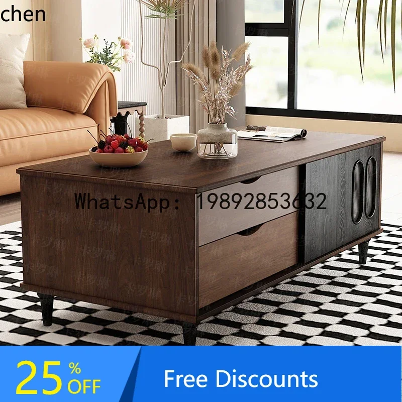 

full log living room coffee table retro TV cabinet combination high sense