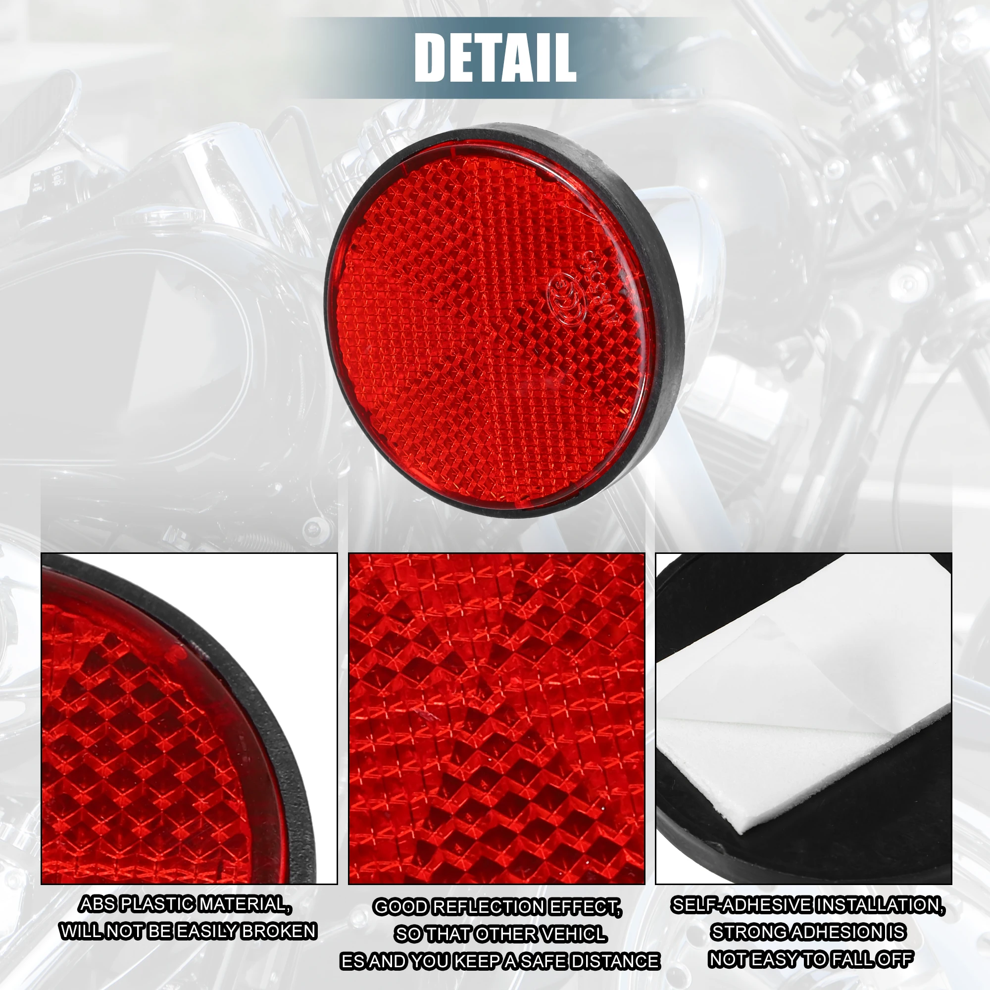 Motoforti 2-8 Pcs Round Stick-on Safety Spoke Reflective Self Adhesive Reflector for Motorcycle Bicycle Bike 56mm Diameter