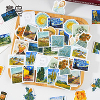 45Pcs Van Gogh Stationery Stickers Impression Watercolor Oil Stickers Creative DIY Handbook Scrapbook Phone Case Card Hangtag