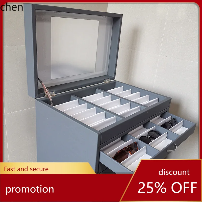 

CZ флип кожаный шкаф для очков оптические солнцезащитные очки шкаф для хранения ювелирных изделий 17-слойная стойка для очков