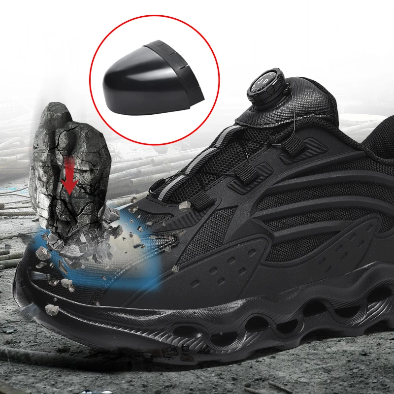 

Men Construction Steel Toe Safety Shoes Anti-Puncture Anti-Shatter Breathable Mesh Large Size Casual Thick Sole Sneakers