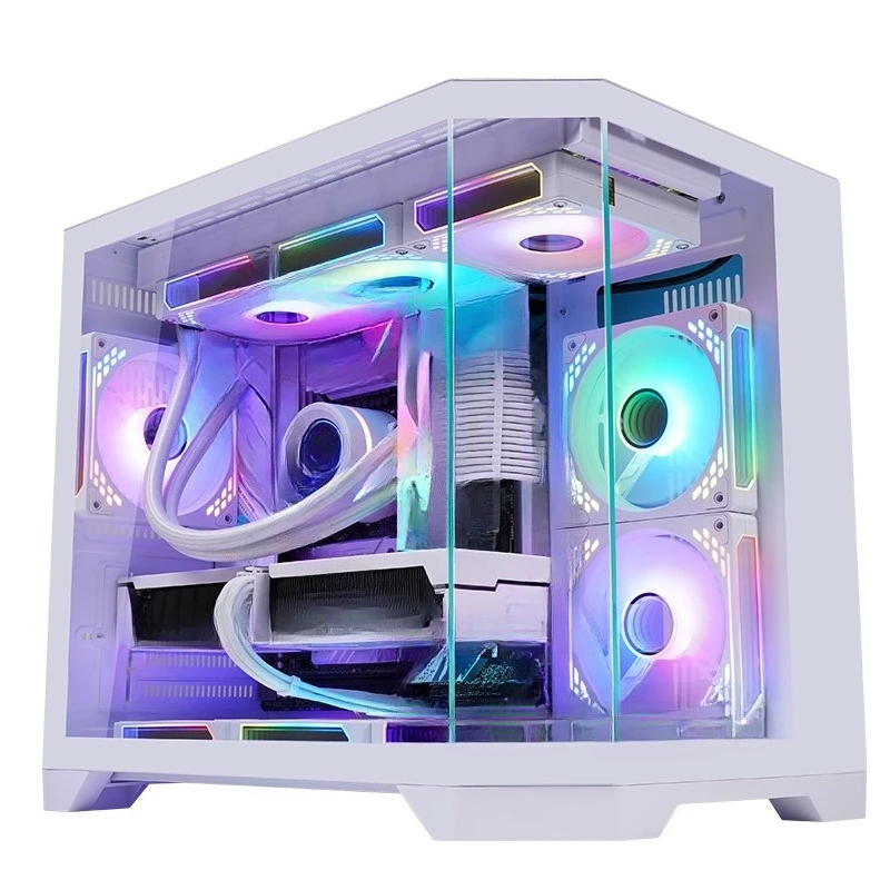 

White computer case desktop M-ATX main board fish tank sea view room 360 water cooling ITX