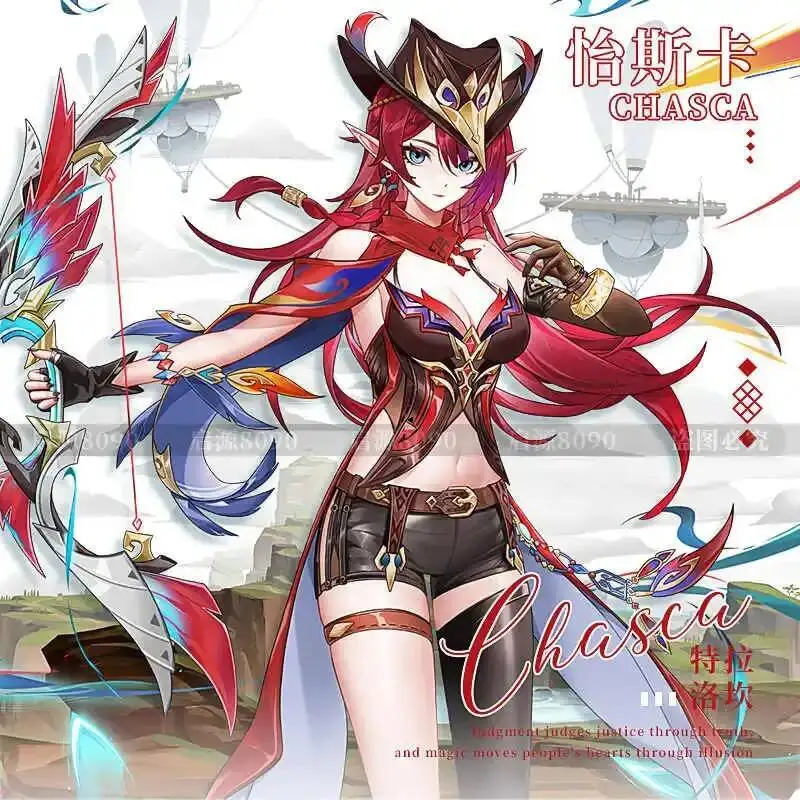 

Original 20CM Anime Tabletop Decoration Game Genshin Impact Chasca Scene Acrylic Double Plug Stand Figure Model Cosplay